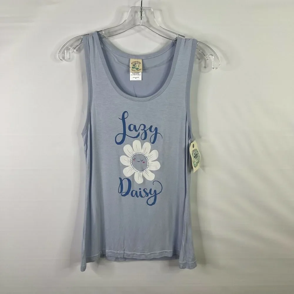 Nite Nite Munki Munki Womens Pajama‎ Top Size XS Blue Lazy Daisy NWT
